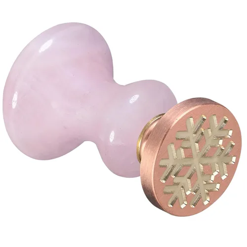Miniatura 8 de Amogeeli Sello de cera de cuarzo rosa, mango de sello clásico de cristal con cabezal de sello de cobre extraíble para manualidades, sobre