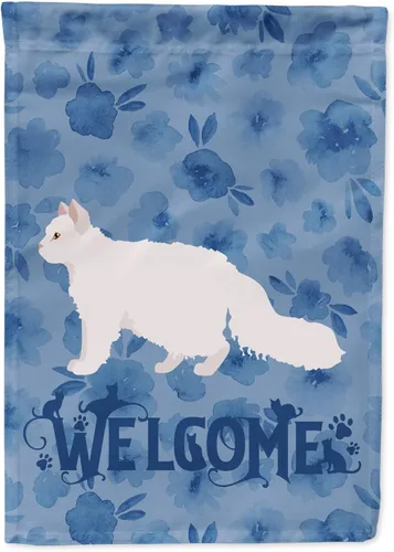 Miniatura 329 de Caroline's Treasures CK4813CHF - Bandera de bienvenida con gato abisinio azul, manga grande, para porche, para colgar en la pared, poliéster