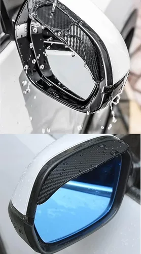 Miniatura 2 de Pincuttee Visor de lluvia de espejo para cejas, protectores de lluvia para espejo lateral, fundas para automóvil, ajuste único, paquete de 2 Negro