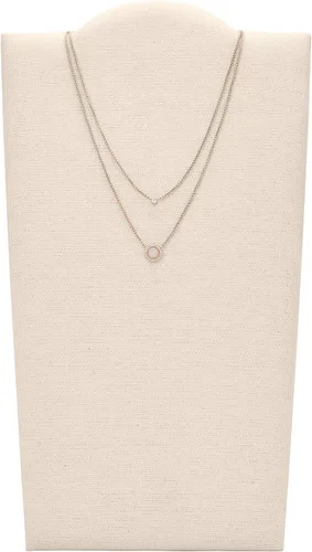 Miniatura 2 de Fossil collar con dije de acero inoxidable en tono rosa dorado para mujer