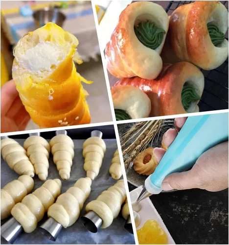 Miniatura 6 de Juego de 30 Moldes para Cuernos de Cannoli, Tubos Grandes de Acero Inoxidable para Moldes de Cannoli, Kit de Cannoli para Hornear Cannoli, Cáscara