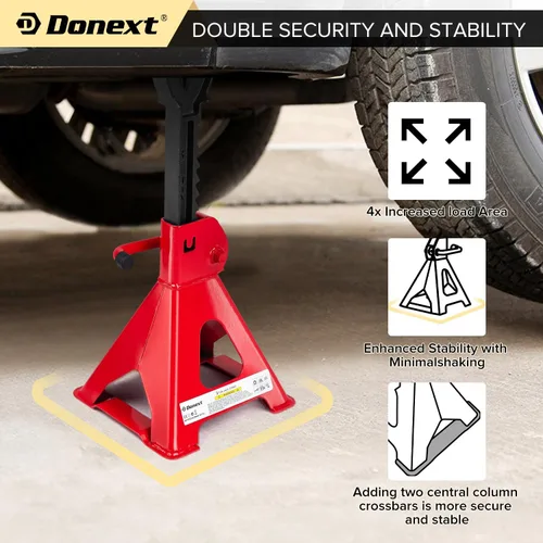 Miniatura 3 de Jack Stands 3 toneladas (6,500 lb) de acero de capacidad, 1 par de soportes de elevación rojos ajustables