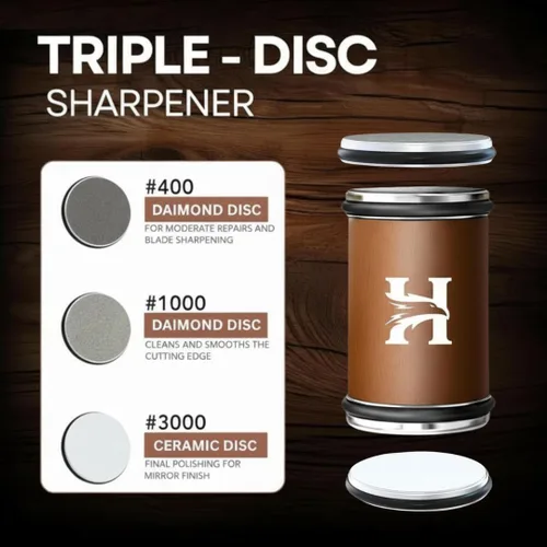 Miniatura 5 de Kit de afilador de cuchillos rodantes - Discos de grano 400/1000/3000 de 3 etapas - Ángulos magnéticos de 15° y 20° - Discos de diamante y cerámica
