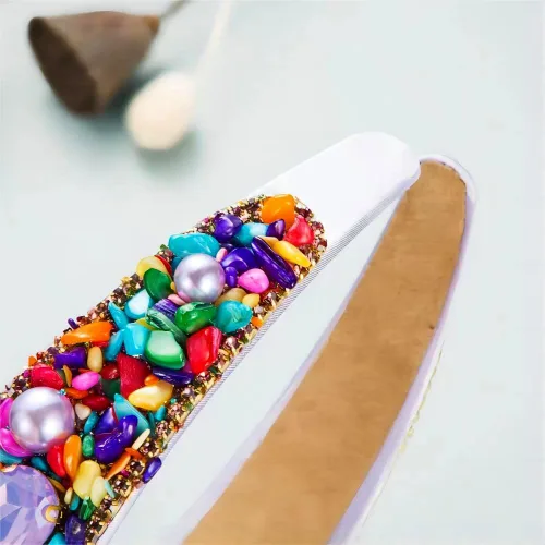 Miniatura 3 de Diademas turquesa para mujeres y niñas, banda ancha antideslizante para la cabeza, bandas para la cabeza con nudo superior, diadema de perlas de Azul