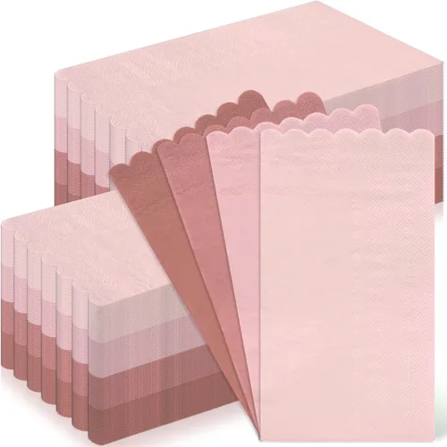Miniatura 8 de Whaline Paquete de 200 servilletas de cóctel de color verde salvia, servilletas de papel de color degradado verde salvia con bordes festoneados