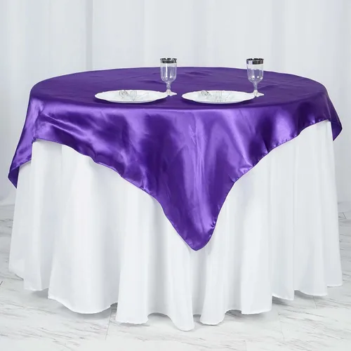 Miniatura 20 de Efavormart Paquete de 5 Sobremanteles Cuadrados de Satén de 60" para Decoraciones de Mesa de Bodas, Catering y Fiestas, Cubierta de Mantel Negro