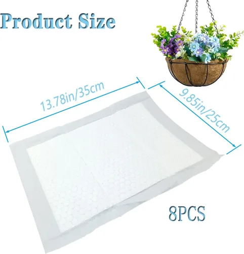 Miniatura 3 de Paquete de 8 forros de riego automático para colgar plantas, cesta de plantas de 10 x 14 pulgadas, dispositivos de riego de coco, tapete de riego