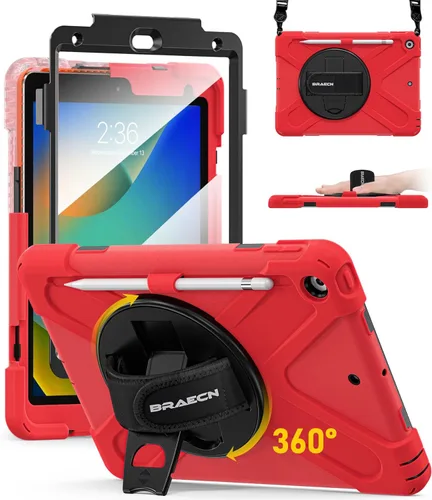 Miniatura 24 de BRAECN Funda para iPad de 9ª/8ª/7ª Generación, Funda Resistente a Prueba de Golpes con Protector de Pantalla, Soporte para Lápiz, Soporte para Tapa