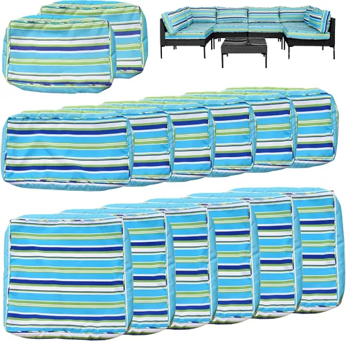 Miniatura 6 de 14 Fundas de Cojines para Exteriores de Repuesto Lavables Impermeables Resistentes a UV con Cremallera para Sofá de 6 Plazas Fundas Deslizantes