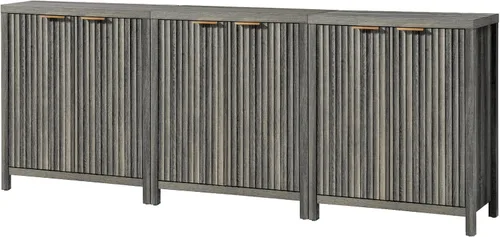 Miniatura 16 de Oakham Home Oxford - Armario de almacenamiento, aparador acanalado con estantes ajustables, consola moderna de acento Credenza, juego de 4