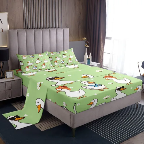 Miniatura 24 de Erosebridal Juego de sábanas para niños y niñas, diseño de pato amarillo, diseño de patos de dibujos animados, juego de ropa de cama de granja