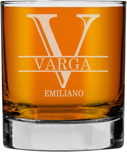 Miniatura 44 de Monograma grabado de cristal de whisky Rocks de 11 onzas (letra S), regalos de bourbon personalizados de la A-Z para hombres, día del padre, vidrio