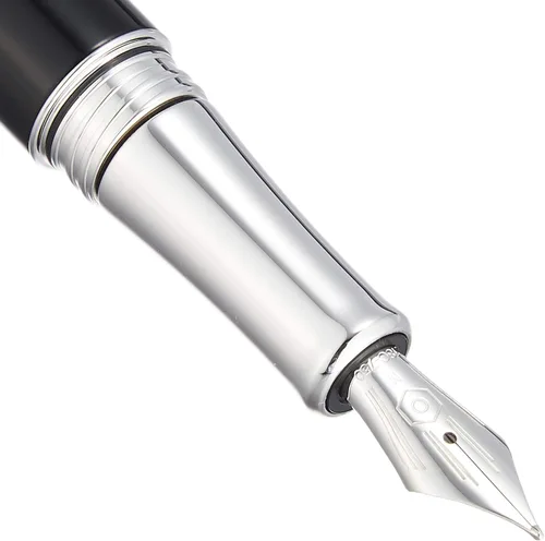 Miniatura 3 de Caran d'Ache Leman Pluma Estilográfica Mediana Bicolor Plateado - Negro
