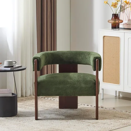 Miniatura 12 de Christopher Knight Home Nettie - Silla decorativa moderna para sala de estar, sofá individual de tela Boucle con marco de madera, cómoda silla