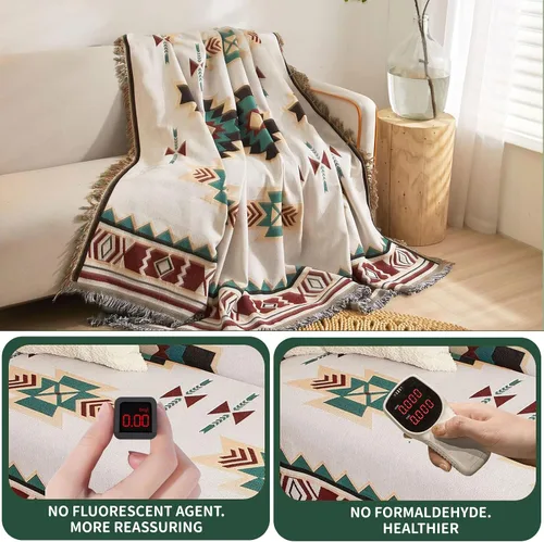 Miniatura 3 de ROOMLIFE Manta Funda Azteca Bohemia para Sofá, Decoración del Hogar Estilo Granja, Fundas de Sofá para Loveseat, Sofás de 2/3 Cojines, Apta