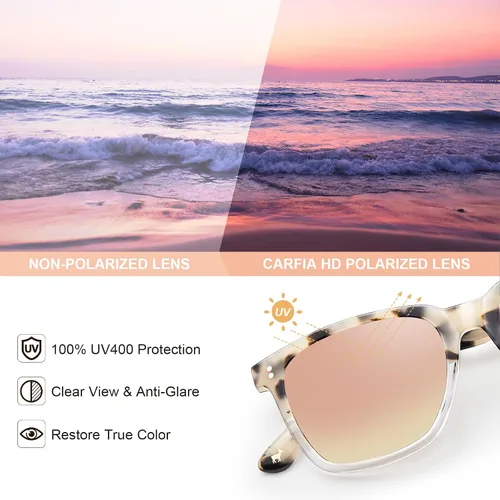 Miniatura 91 de Carfia Chic - Lentes de sol polarizados para mujer, protección UV400, marco de acetato pulido a mano