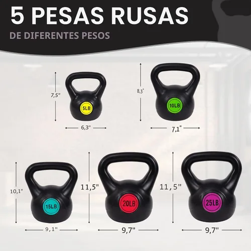 Miniatura 5 de BalanceFrom Juego de pesas rusas de vinilo, opciones de 30/45/50/75 libras, pesas de entrenamiento de fuerza rellenas de cemento con agarre