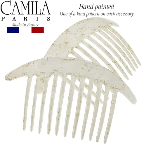 Miniatura 2 de Camila Paris CP2940 - Peines laterales franceses para el cabello, peines entrelazados de perlas blancas, peines de pelo con giro francés, pinzas