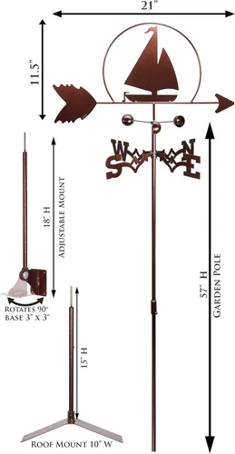 Miniatura 3 de SWEN Products Veleta náutica veleta (estaca de jardín incluida)