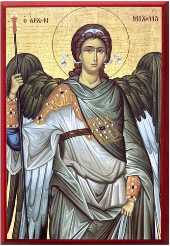 Miniatura 6 de Icono cristiano ortodoxo griego de madera San Arcángel Miguel (5.5" x 7.5")