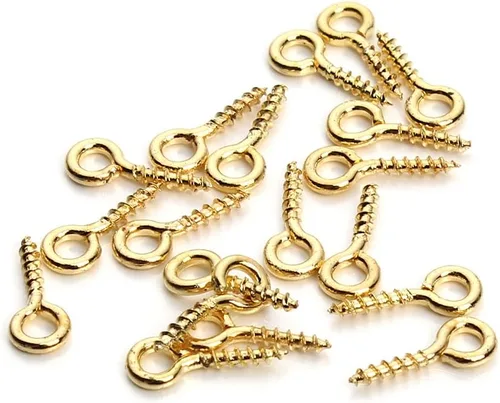 Miniatura 16 de 200 Pcs de tornillos de ojo de metal con ganchos 0.55 pulgadas/14 mm tornillos de ojo resistentes para hacer joyas DIY plateados con rosca