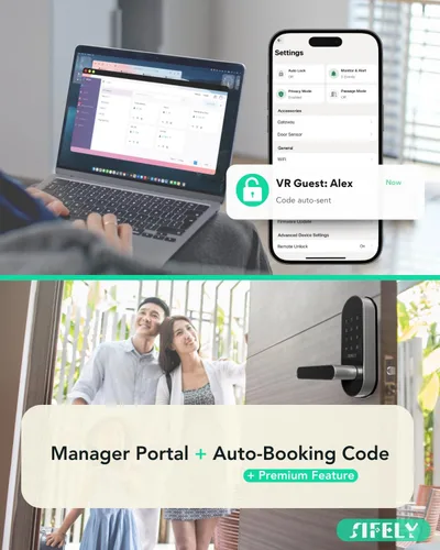 Miniatura 7 de Cerradura de Puerta Inteligente con Teclado de Entrada Sin Llave con Manija y Perilla – Cerrojo Digital para Puertas Frontales, Dormitorio, Oficina