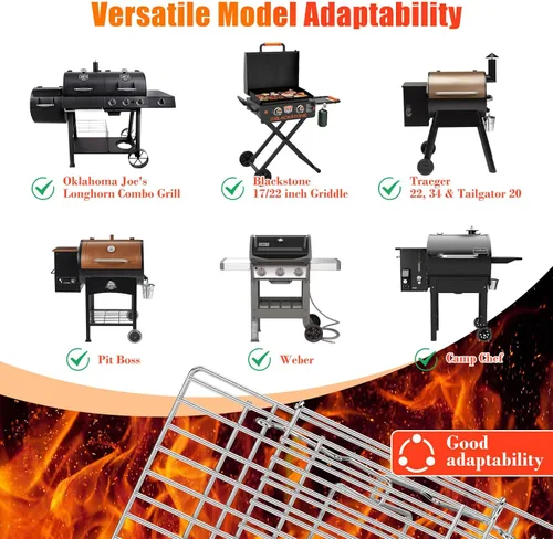 Miniatura 3 de Hisencn Rejilla Universal para Parrilla de Gas/Pellets de Madera/Plancha/Parrilla Ahumadora, Rejilla de Calentamiento Ajustable, Rejilla Superior