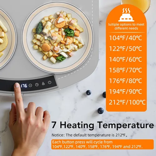 Miniatura 2 de Electactic Tapete de calentamiento de alimentos, bandeja de calentamiento eléctrica de silicona, calentamiento rápido en 10 segundos con temperatura