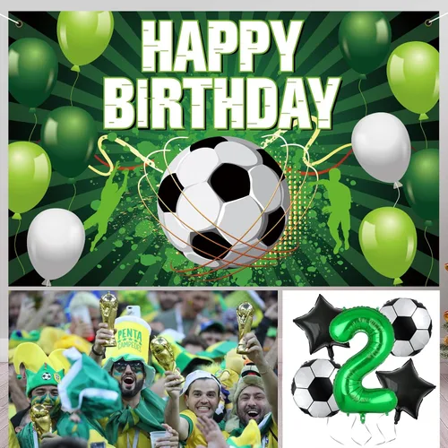 Miniatura 3 de Globos de fútbol para 2º cumpleaños, suministros para fiesta de cumpleaños de fútbol, Copa del Mundo, Deportes de fútbol, decoraciones de fiesta