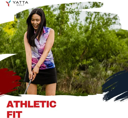 Miniatura 4 de YATTA GOLF Polo de golf sin mangas para mujer, absorbe la humedad, cuello en V, para golf, entrenamiento, golf