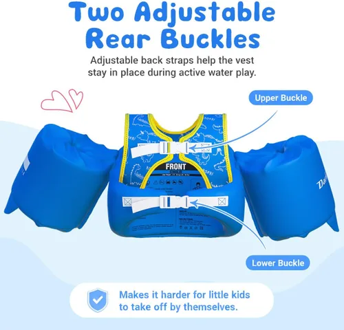 Miniatura 2 de Dark Lightning Chaleco de natación para niños de 2, 3, 4, 5, 6 y 7 años, flotadores para niños pequeños con alas de brazo de 30 a 50 libras, chaleco