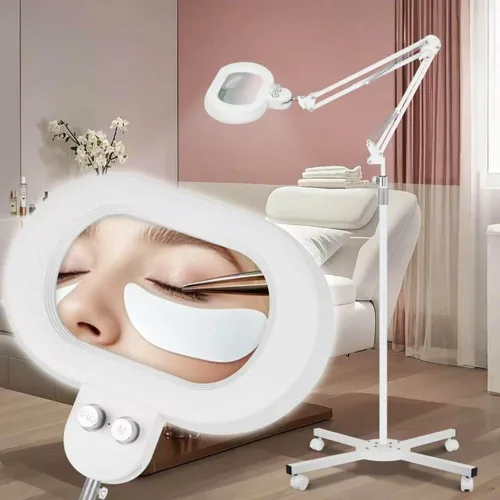 Miniatura 10 de 2,200 lúmenes, lupa grande 30X/12X con luz, lámpara de pie con cabezal giratorio de 3 ejes, lámpara MAG para esteticistas pestañas de uñas