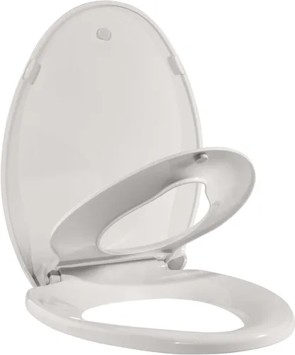 Miniatura 8 de Asiento de inodoro alargado duradero con cierre suave y lento, fácil de instalar y limpiar, nunca se afloja, blanco, se adapta a la mayoría