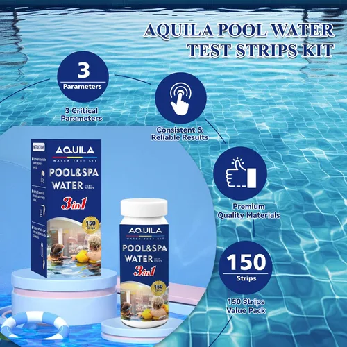 Miniatura 2 de A QUILA Kit de tiras de prueba de agua de piscina, 150 tiras de prueba de spa para bañera de hidromasaje, kit de prueba de agua de 3 vías para pH