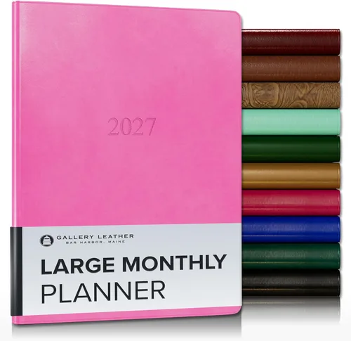 Miniatura 43 de Gallery Leather Agenda Mensual Grande 2025-2026, Elegantemente Encuadernada Planificador de Calendario y Cuaderno con Elegantes Bordes Dorados, 18