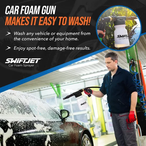 Miniatura 6 de SwiftJet Pistola de espuma para lavar el auto + manopla de microfibra - Funciona con cualquier jabón - Pulverizador de espuma para coche