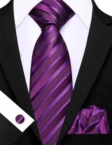 Miniatura 181 de Barry.Wang Juego de corbatas para hombre, corbata de seda a rayas, tejido a cuadros, gemelos formales, negocios, boda