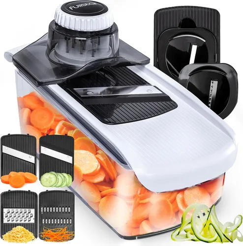 Fullstar Cortador de mandolina para cocina, rallador de queso, espiralizador de verduras y rebanador de verduras para cocinar y preparar comidas,