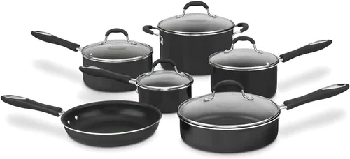 Juego de utensilios de cocina antiadherente Cuisinart Advantage, juego de 11 piezas de ollas y sartenes para cocinar con núcleo de aluminio para un