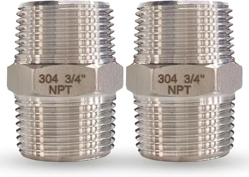 Miniatura 16 de 1" Tetina macho hexagonal, accesorios de tubería de acero inoxidable 304, adaptador de tubería roscada NPT de 1 pulgada, conectores de tetinas