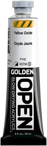 Miniatura 34 de GOLDEN OPEN Acrílicos de secado lento, Siena cruda, tubo de 2 fl oz, Pintura acrílica profesional, semiopaca Tierra de sierra natural