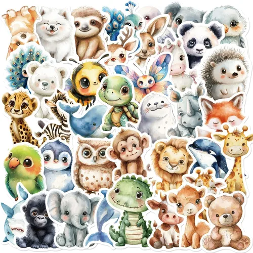 Miniatura 16 de Calcomanías lindas de animales para niños y adolescentes, calcomanías de animales del zoológico, calcomanías realistas de animales para estudiantes