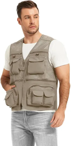 Miniatura 7 de Chaleco Flygo para hombre, para pesca, trabajo, safari, viaje de reportajes o para actividades al aire libre en verano, con bolsillos