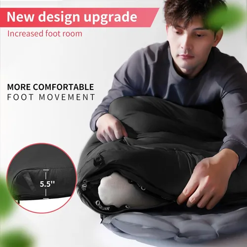Miniatura 5 de Saco de dormir de plumón para adultos, 600 de potencia de relleno, ultraligero y compacto con saco de compresión para mochileros, camping, senderismo