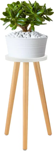 A2 - Soporte alto para plantas de interior, mesa auxiliar redonda de madera con soporte para macetas, decoración moderna del hogar