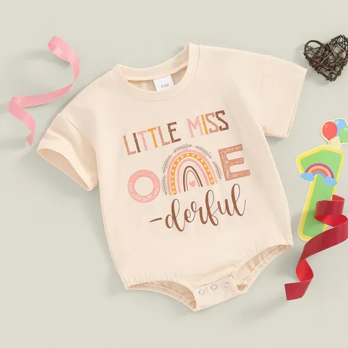 Miniatura 6 de CREAIRY Mameluco de manga larga para bebé niña Little Miss Onederful Bubble Enterizo de 1er cumpleaños, ropa de otoño