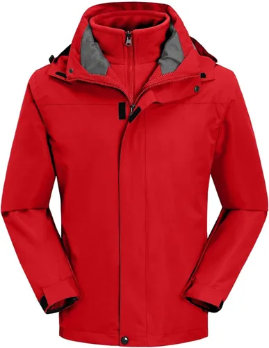 Miniatura 10 de Chaqueta de esquí 3 en 1 para hombre, impermeable, abrigo de nieve de invierno, resistente al viento, con capucha con forro polar cálido