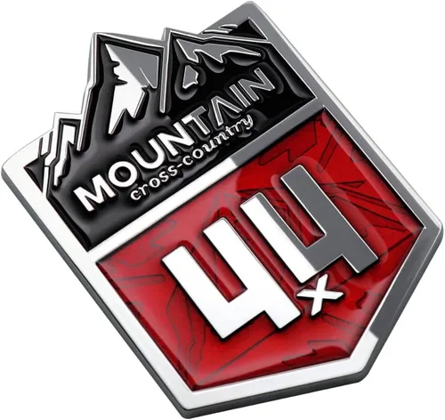 Miniatura 3 de 1 calcomanía de metal de montaña 4 x 4 para automóvil de campo traviesa, para carreras todoterreno (color negro y rojo)