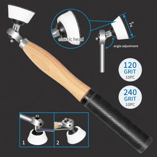 Miniatura 5 de Juego de herramientas de torneado de madera de carburo de tamaño completo con mango de goma 6pcs Lathe Chisel Set Include Swan Neck Hollowing