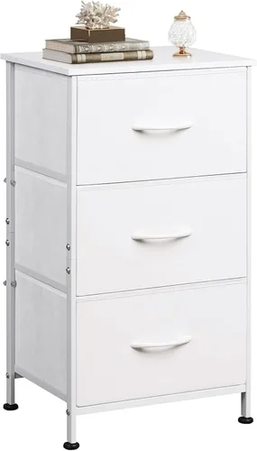 WLIVE Mesita de noche con 3 cajones, cómoda de tela, unidad organizadora, cómoda de almacenamiento para dormitorio, pasillo, entrada, armarios,